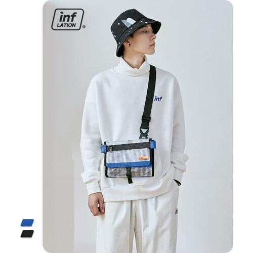 INFLATION Fashion Half Transparent Plaid Stitching Messenger Bag Men Multi-Functional Waist Bag Unisex Outdoor 442AI2020