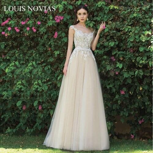 Louis Novias Ball GownWedding Dress Exquisite Embroidery Wedding Frocks White Lvory Illusion Backless Spaghetti Straps Lace