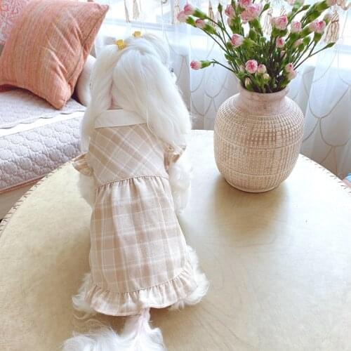Light Tone Plaid Skirt Spring/Summer Pet Dog Korean Clothes Cat Anti-hair Removal Teddy Puppy Bichon Dress