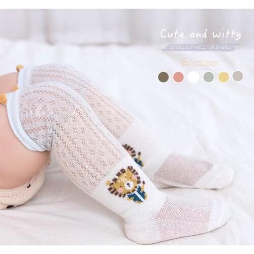 Spring And Summer Thin Cotton Card Silk Baby Tube Socks Baby Children Long Socks Color Matching Cartoon Mosquito Socks