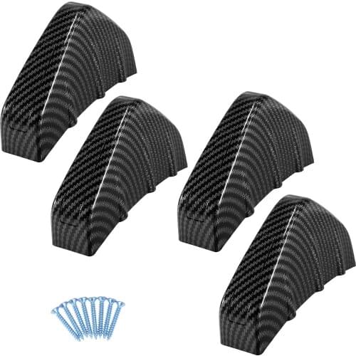 Uxcell 4pcs Universal Car Lower Rear Bumper Diffuser Spoiler Body Part Shark Fin Shaped Carbon Fiber Pattern Black
