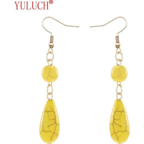 YULUCH Fashion National Jewelry Accessories Personality Sweet Woman Popular Semi-precious stone Long Pendant Earrings Gifts
