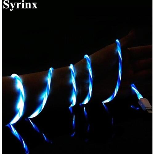 USB Type C Charging Cable LED Glow Flowing Luminous Micro Usb Data Cable Line for Samsung S9 S7 S6 Car Iphone Charger Cable