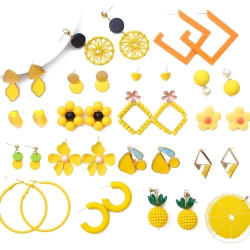 1Pair Korean ins Fashion Yellow Daisy Flower Geometry Dangle Earrings Acrylic Drop Earrings For Women Bohemian Girls Jewelry