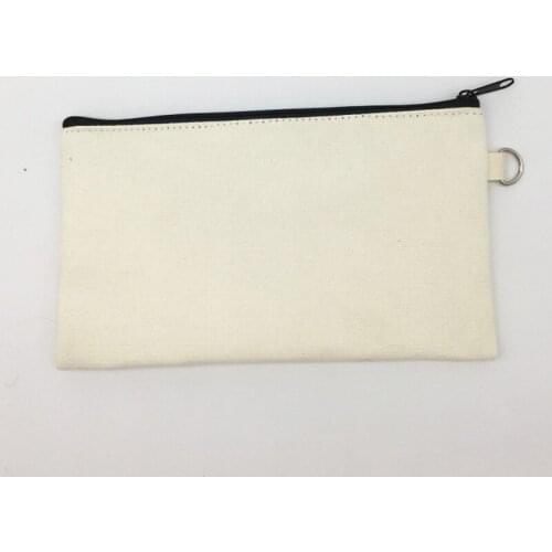 100Pcs/Lot Beige Blank canvas zipper Pencil Cotton Canvas Cosmetic Bag Travel Toiletry Makeup Zipper Pouch Bag