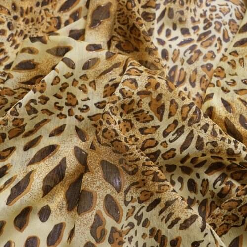 100cm*148cm Africa Leopard Dress Material Bronzing Chiffon Fabric Artificial Silk Scarf Clothing Material