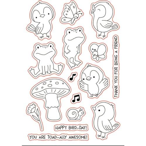 11x16 Frog bird New Transparent Clear Rubber Stamp Sheet Cling Scrapbooking Photo Album PaperCard DIY Craft