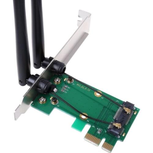 2021 New Wireless Card WiFi Mini PCI-E Express to PCI-E Adapter 2 Antenna External PC
