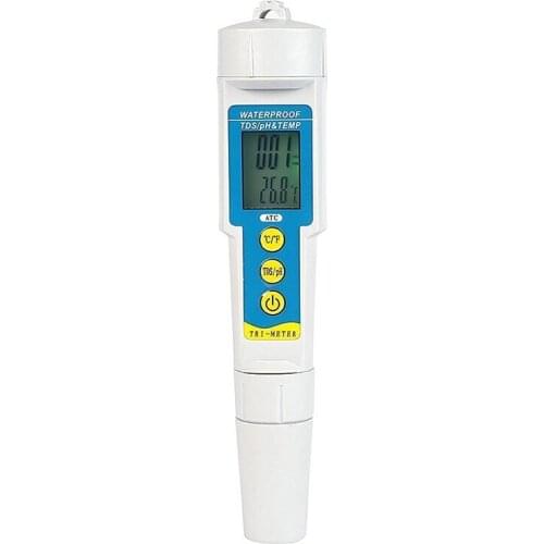 3 in1 TDS PH Meter Water Quality Analyser Acidity Meter LCD Multi-parameter Aquarium Water pH Tds TEMP Monitor Green Backlit