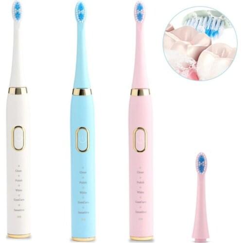 5 Modes Ultrasonic Electric Toothbrush With 4 Brush Heads USB Rechargeable Washable Whitening Waterproof Teeth Deep Cleaner