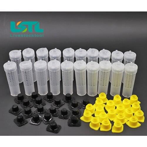 50Set/lot Beekeeping Rearing Cup Kit Queen Bee Hair Roller Cages W/ Cell Cup Holder and Cell Fixtures Beekeepers Equipment