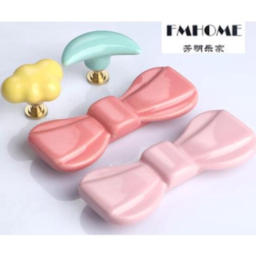 96mm creative fashion cartoon colour ceramic kid room knob moon Cloud,bow yellow green pink drawer shoe cabinet cupboard handle