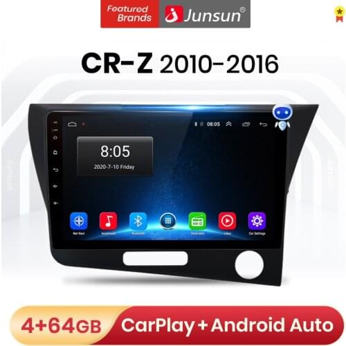 Junsun V1 Car Radio Multimedia Player For Honda CR-Z Android 10.0 CRZ 2010 - 2016 AI Voice Control Video Navigation GPS 2Din