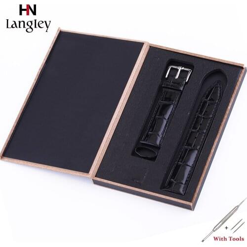 Bamboo knot Crocodile Watchband Stainless Steel Buckle Genuine Leather Wristwatch Straps Flat Interface Watches Accessories