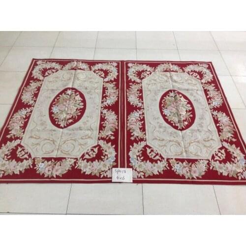 Free Shipping 4'X6' Aubusson rug hand woven area rug, 100% real silk area carpet
