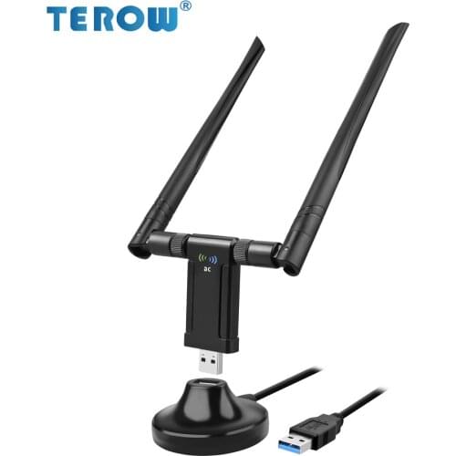 TEROW New 2.4G/5.8G Dual-Band Wifi Wireless Network Card 1200m USB3.0 Gigabit Network Card 802.11ac for Desktop PC