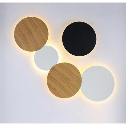 Black/white Indoor Bedroom LED Wall Lamp Living Room Decoration Wall Light Home Lighting Fixture Loft Stair Light Round DIY Lamp