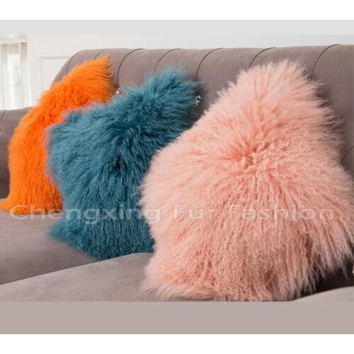 CX-D-04/Z 40*40cm Custom Made Mongolia Lamb Fur Cushion Cover