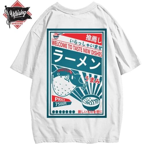 Japanese Harajuku T-Shirt Men Summer Hip Hop T Shirts Dolphin Noodle Ship Cartoon Streetwear Tshirts Short Sleeve Top Cotton