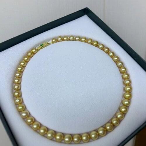 HENGSHENG Beautiful 8-10mm Real Natural South Sea Nearly Round Pearl Necklace Women Birthday Anniversary Gift
