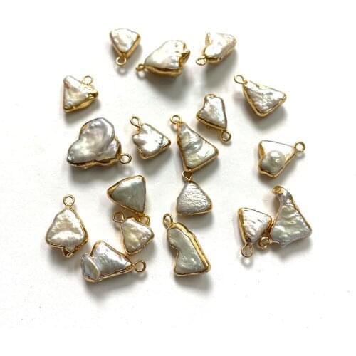 Classic and Elegant Freshwater Pearl Triangle Irregular Shape Small Pendant Chinese Beautiful and Exquisite Jewelry DIY Gift
