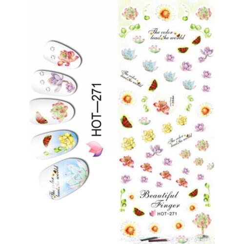 UPRETTEGO NAIL ART BEAUTY WATER DECAL SLIDER NAIL STICKER CARTOON MOUSE T SHIRT FLOWER JASMINE HOT271-276
