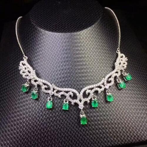 KJJEAXCMY boutique jewels 925 pure silver inlaid natural emerald necklace support test