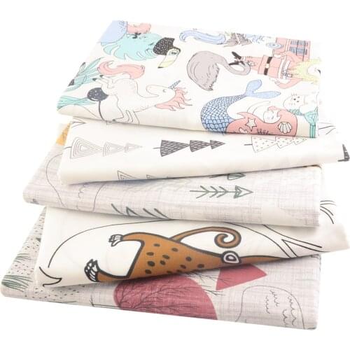 Booksew Half Meter Cartoon Printed 100% Cotton Fabric Cloth for Sewing DIY Needlework Patchwork Craft Dress Quilt Materials