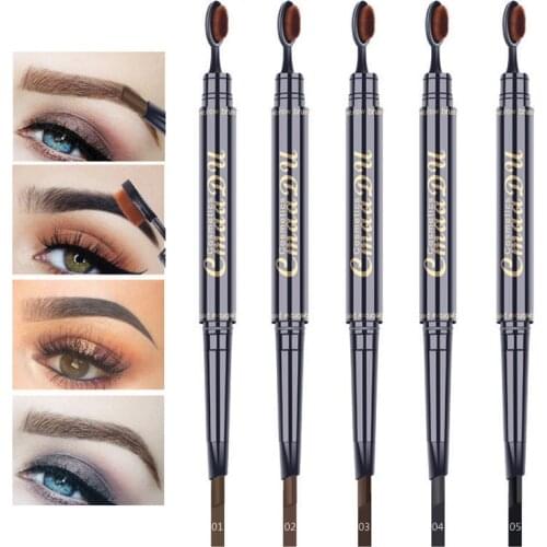 Professional 2 in 1 Eyebrow Pencil Waterproof Natural Long Lasting Makeup Eye Brow Pen And Brush Black Eyebrows Makeup Tool