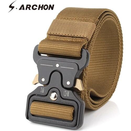 S.ARCHON Military Waist Army Belts Men Soldier SWAT Paintball Tactical Canvas Belt Airsoft Safety Special Forces BeltsEquipment