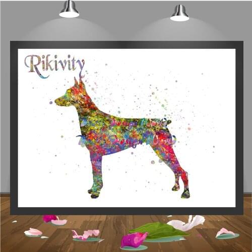 Rikivity Doberman Pinscher canvas painting Dog Posters Prints wall art Pictures living room Decoration wall hanging