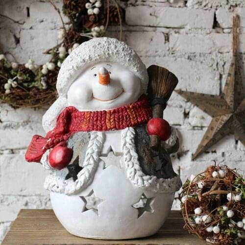 CHRISTMAS SNOWMAN CANDLESTICK DECORATION WITH BROOM WINDOW DISPLAY SHOP DECORATION CHILDS GIFT