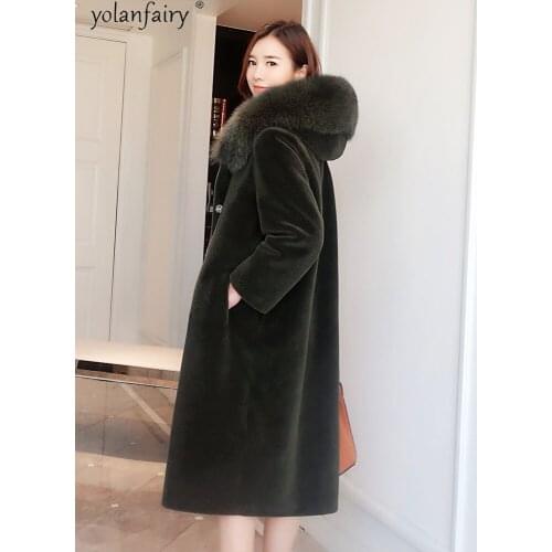 100% Wool Womens Fur Coat Female Hooded Jacket Winter Clothes Women Real Fox Fur Collar 2020 Mujeres Abrigos R15Y2796 Pph1475