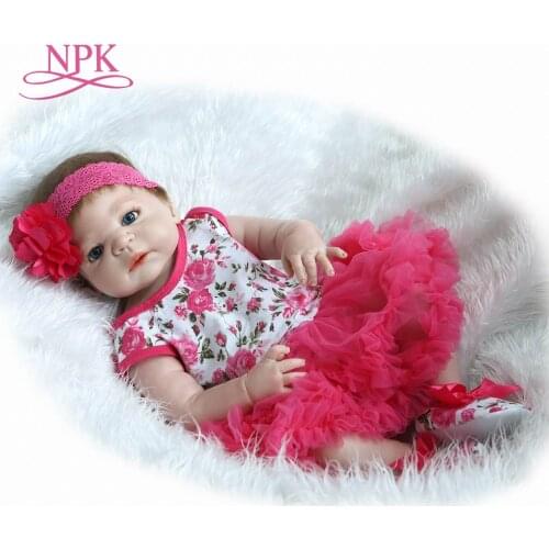NPK 55cm Bebes reborn real girl full body silicone reborn baby doll toy for kids gift bathe doll boneca reborn silicone completa
