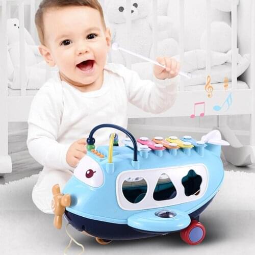 Cute Baby Plastic Aircraft 5-Note Xylophone Music Instrument Early Educational Kids Toys Children Gift
