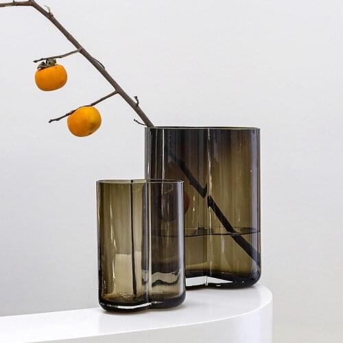 Nordic Light Luxury Glass Striped Vase Creative Modern Flower Arrangement Flower Decoration Indoor Dried