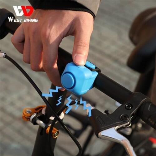 WEST BIKING Bike Bell 130dB Horn 5 Sound Modes Bicycle Electric Bell MTB Road Bike Rainproof Silicone Bell Bicycle Accessories