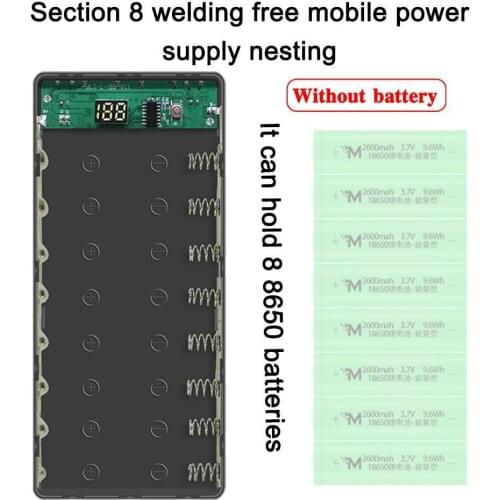 DIY External 8 x 18650 Battery Power Bank Shell Case Portable Battery Storage Box Powerbank With LCD Display For Iphone 12 XS