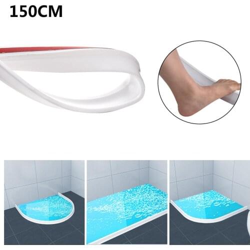 5cm High 100-150cm Rubber Water Stopper Waterproof Sealing Strip Threshold Water Dam Shower Barrier For Home Kitchen Bathroom