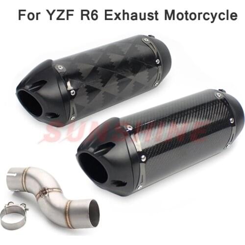 Escape Moto Exhaust Motorcross Muffler Motorcycle Mid Pipe Modified Slip on Carbon Fiber Two Brother For YZF YAMAHA R6 2006-2018