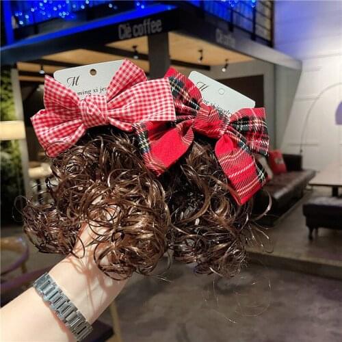 Korean Childrens Hair Accessories Curly Hair Princess Girls Wigs Bow Hairpins Little Girls Cute Decoration Baby Headdress