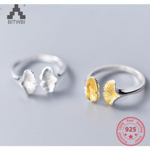 S 925 Sterling Silver Fashion Cute Corlorful Leaves Adjustable Rings for Women
