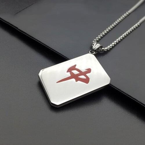 Women Man Jewelry Mahjong Pendant Necklace Chinese Character Style Good Luck Stainless Steel Necklace Friendship Gifts
