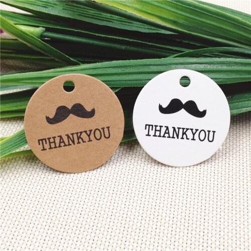 100Pcs/Lot Thank You Handmade Kraft Gift 3cm Tags For Engagement Festival Shoes Clothes Party Card Paper Price Label Hang Tag