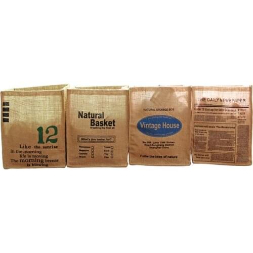 4PCS Cube Storage Baskets,Portable Desktop Closets Organizer,Folding Jute Storage Box,Sorting Underwear Sundries Cloth Bucket