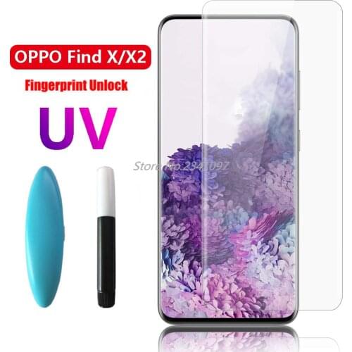 9D Nano Liquid UV Tempered Glass for OPPO FIND X X2 Full Coverage Screen Protector for Reno 3 4 5 Pro X2 Pro UV Protective Film