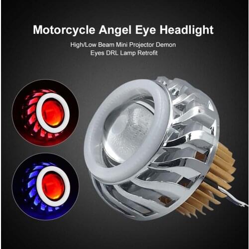 Car Motorcycle Headlight 6000K 1200LM White LED Headlight Projector Lens High/Low Beam Strobe Spotlight DRL Dual Halo Lamp