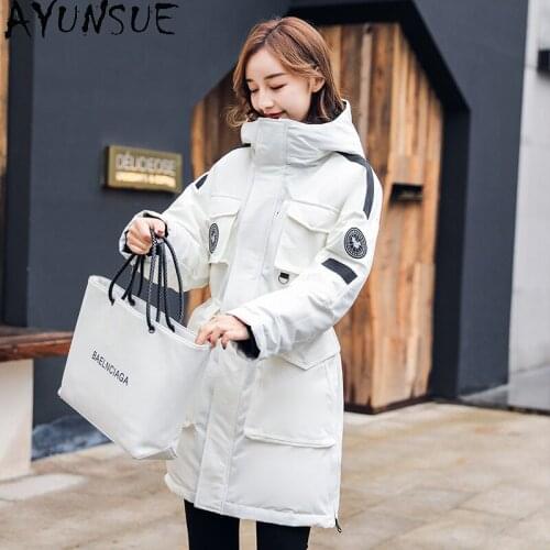 AYUNSUE Womens Winter Down Jackets Hooded Parkas Women Clothes Plus Size Thick Jacket Long Korean Fashion Coat Female Clothing
