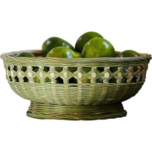 Household bamboo handmade fruit basket, outdoor dinner, vegetable washing basket, tea cup, sundries storage bamboo basket