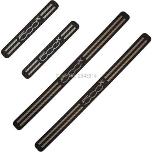 For Fiat 500X 2015-2019 2020 Accessory Carbon Stainless Door Sill Kick Scuff Plate Protector Trim Cover Guard Pedal Car Styling